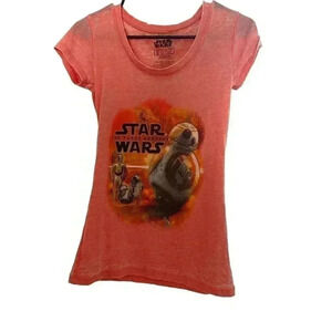 STAR WARS SIZE S CORAL TEE R2 D2 AnD GANG